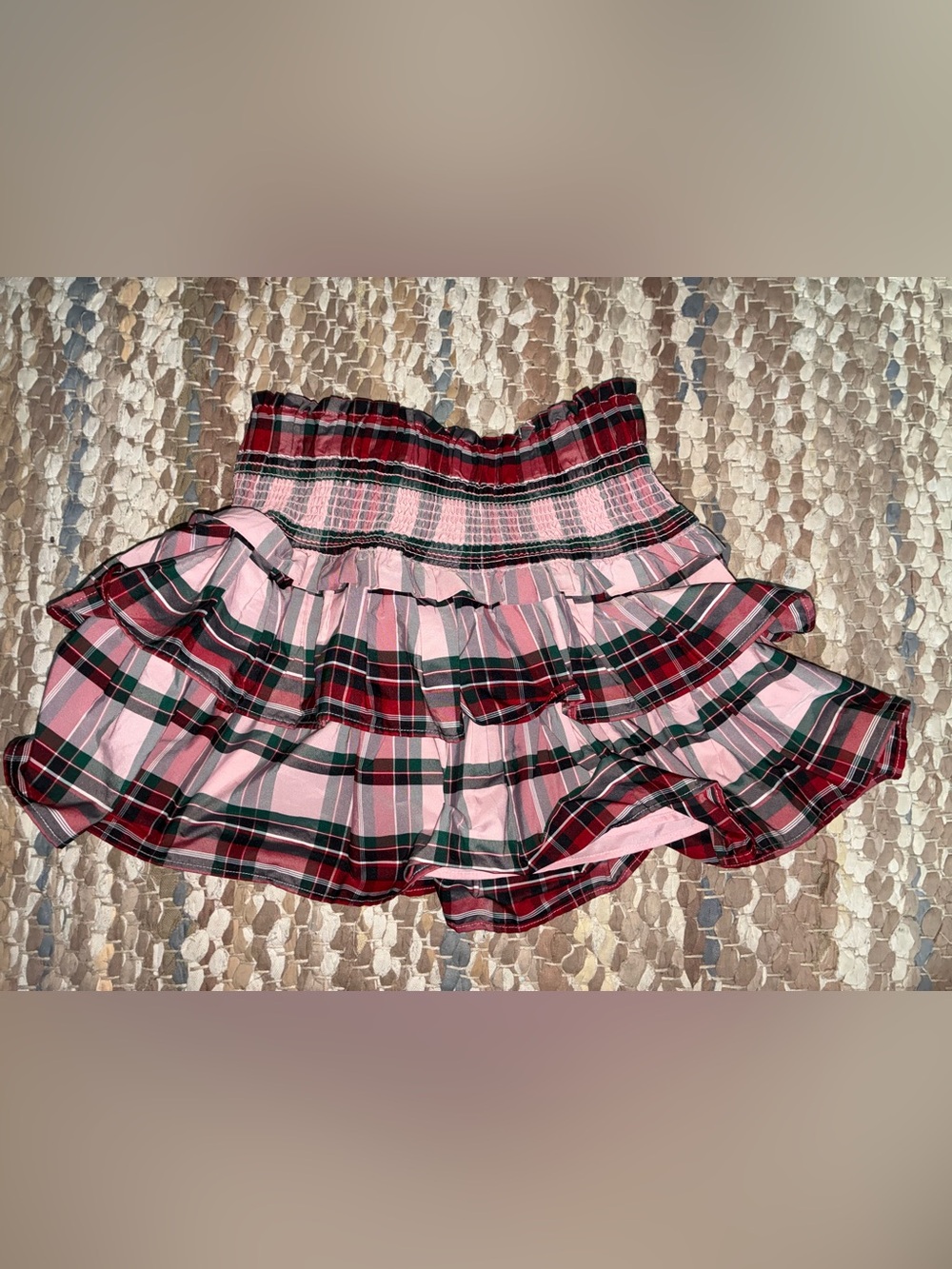 American Girl Janie and Jack Pink and Red Plaid Ruffle Skirt